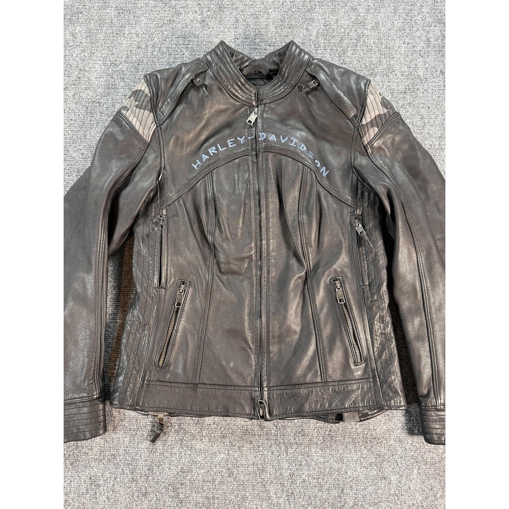 Harley-Davidson Jacket‎ Womens Small Leather Bar & Shield Motorcycle Black Vents